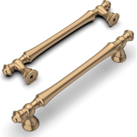 2 Pièces Poignées de Meuble Or Champagne, 128mm, en Alliage de Zinc, pour Cuisine, Armoires, Tiroirs et Placards (1/4)