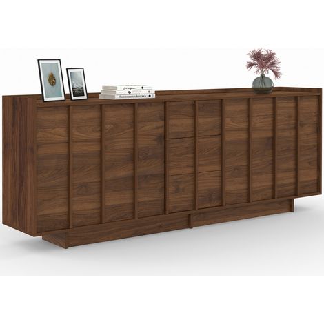 Sideboard 200 cm ROSIE 4 Türen und 3 Schubladen in Nussbaumoptik minimalistisches Design (1/5)