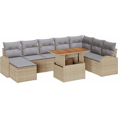 Set Divano da Giardino 9 pcs Beige Poly Rattan vidaXL (1/5)