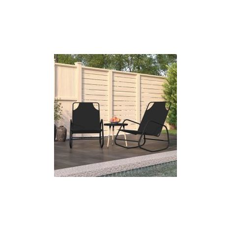Chaises longues à bascule 2 pcs Noir Acier et textilène (1/5)