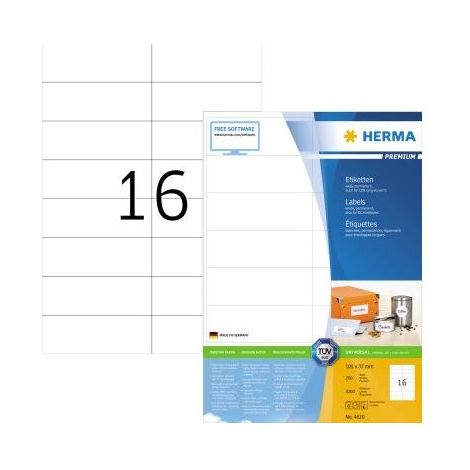 HERMA Etiketten Premium A4 weiß 105x37   mm Papier 3200 St. (4620) (1/5)