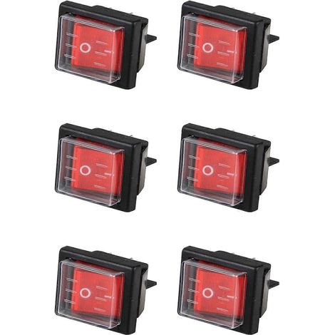 Interrupteur à bascule étanche SPST 4 broches 36 x 29 mm pour aspirateurs industriels avec couvercle étanche (lot de 6) (1/5)