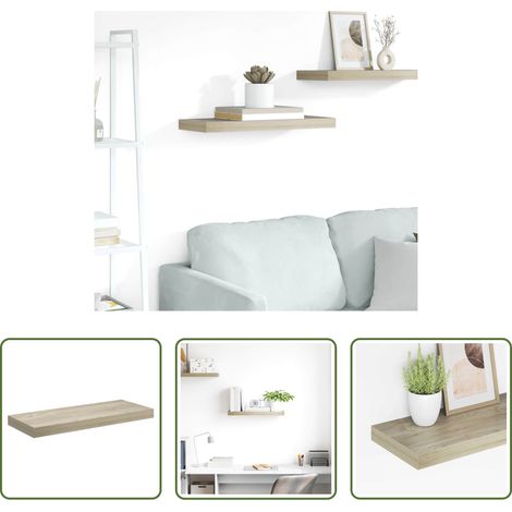 Wandgestell - Schwebendes Wandregal Eichefarben 60x23,5x3,8 cm MDF (1/5)