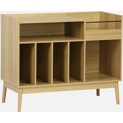 Mobili vintage per vinili con decorazioni in legno (1/4)