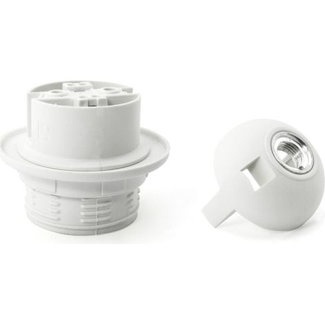 Portalámparas E27 roscado blanco con tope