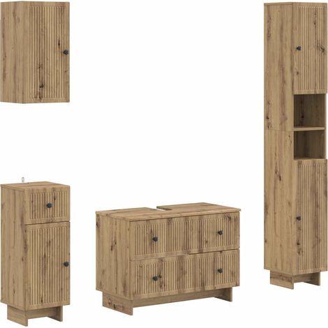 4 Piece Bathroom Cabinet Set EDE Artisan Oak Engineered Wood vidaXL (1/5)