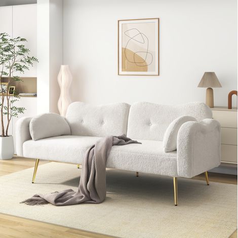 2-Sitzer-Schlafsofa 155x85.5 cm Weiß Schaumstoff mit verstellbarer Rückenlehne (1/5)