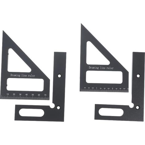 Lot de 2 équerres 3D pour le travail du bois : règle triangulaire à onglet haute précision avec échelle métrique et impériale 45/90 degrés - outil de mesure multifonction pour (1/5)
