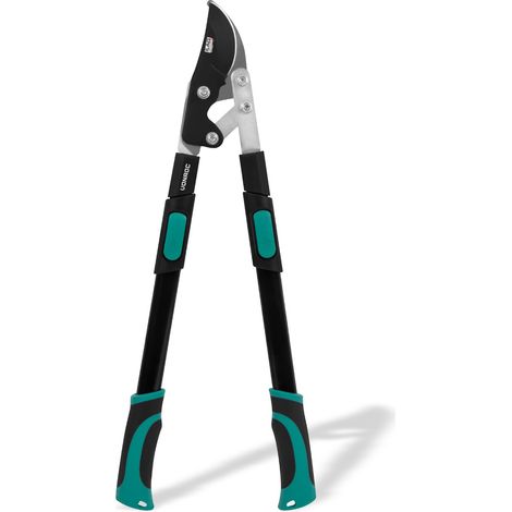 VONROC Tijeras de podar - telescópicas - longitud: 63,5 - 85 cm - pico de loro - recubrimiento anti-adherente ILAG - para ramas de hasta Ø25mm