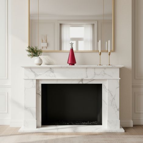 Pino decorativo "Glow" in vetro opaco con stella per decorazione natalizia -34 cm / Rosso (1/5)