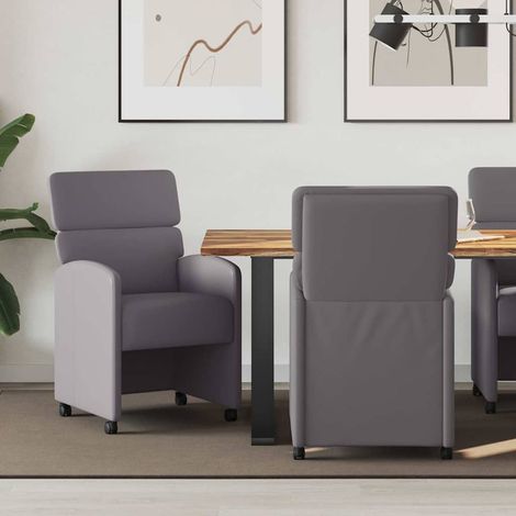 Esszimmerstühle mit Rollen 2 pcs Grau 58 x 65 x 98 cm
