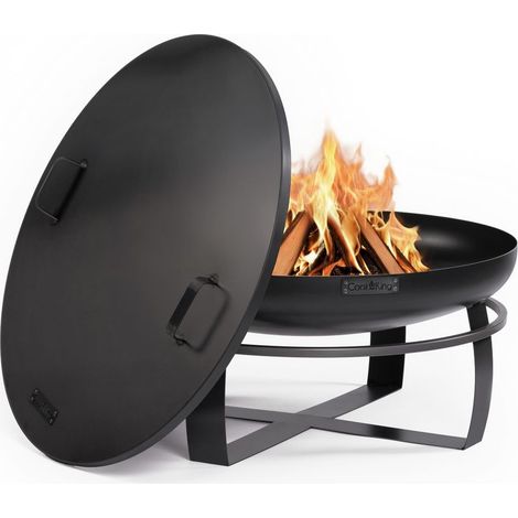 Kit Braciere da giardino "VIKING" da 80 cm con coperchio da 81,5 cm con bordo (1/2)