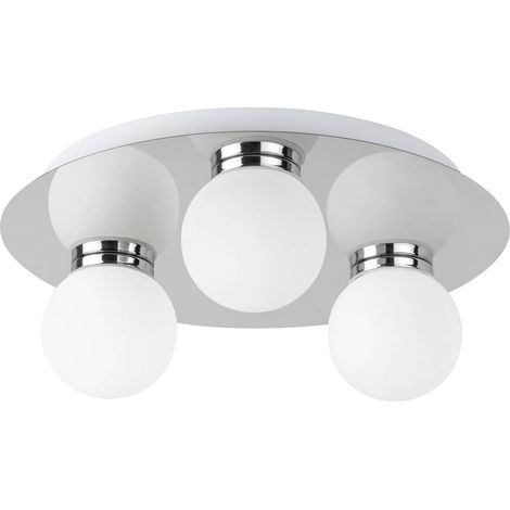 Bagno luce Becca metallo / vetro cromato / bianco Ø30cm IP44 (1/5)