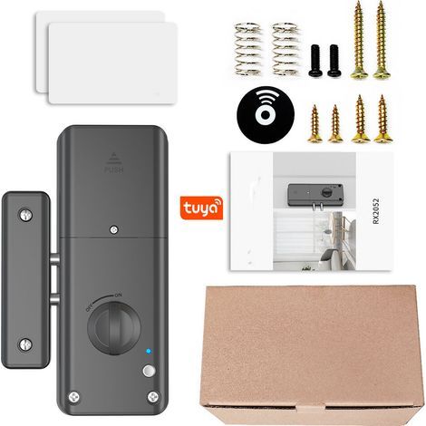 APP Smart Invisible Door Lock, serrure invisible pour porte intérieure en bois, serrure Bluetooth + carte magnétique (comprend deux cartes blanches), noir (1/5)