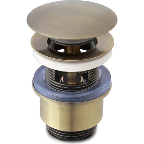 Bonde universelle à clapet pour lavabo et bidet avec trop plein en laiton bronzé Vajont (1/3)