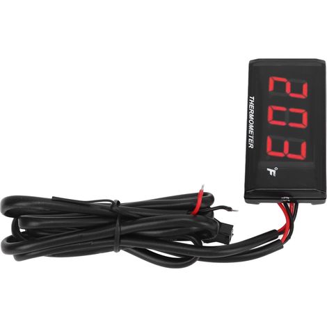 Jauge de température d'eau numérique ultra-mince pour moto, 12V DC, écran LCD, avec adaptateur de capteur 18mm, rouge, compatible avec la plupart des motos (1/5)
