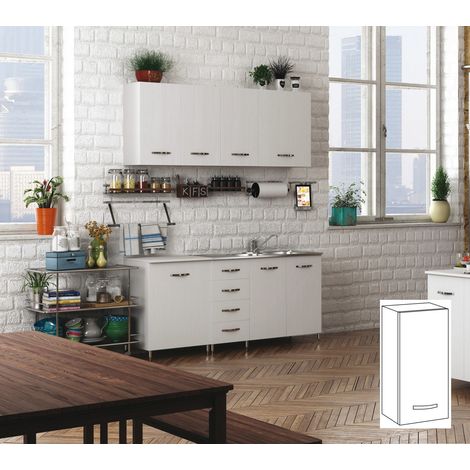 1PZ KIT CUCINA PENSILE 1 ANTA 40X30XH72 CM BIANCO