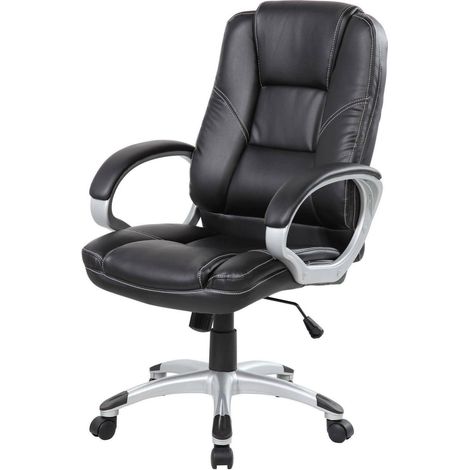 Dmora - Chaise de bureau Dminell, Chaise de direction avec accoudoirs, Chaise de bureau ergonomique, 69x63h105/116 cm, Noir (1/4)
