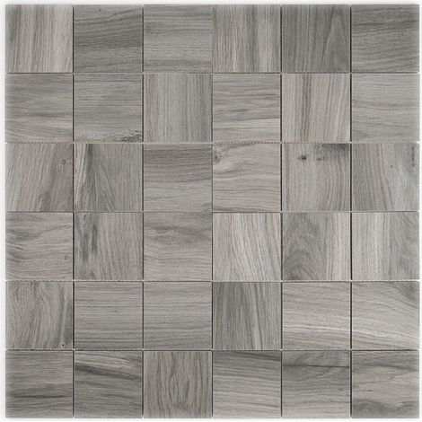 Carrelage Imitation Bois Taiga Gris Cendre Mosaïque MOSAIQUE 30x30 cm (1/4)