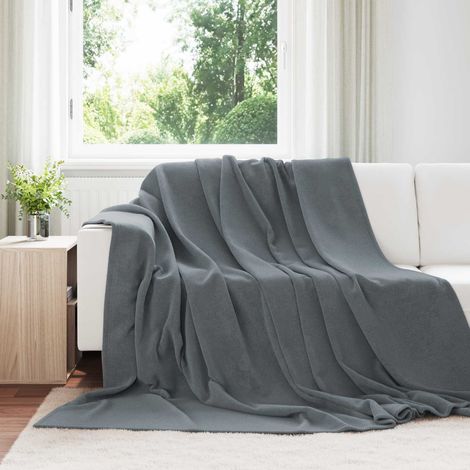 Überwurfdecke Dunkelgrau 240 x 270 cm Fleece