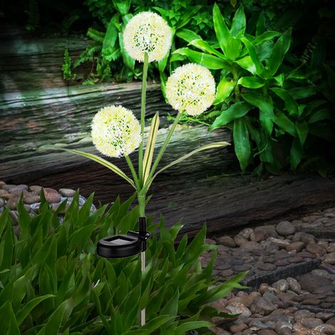 Außenleuchte Gartendeko LED Solarlampe Pusteblume Erdspieß Terrassenlampe, grün gelb, Edelstahl Kunststoff, neutralweiß, DxH 23x75 cm