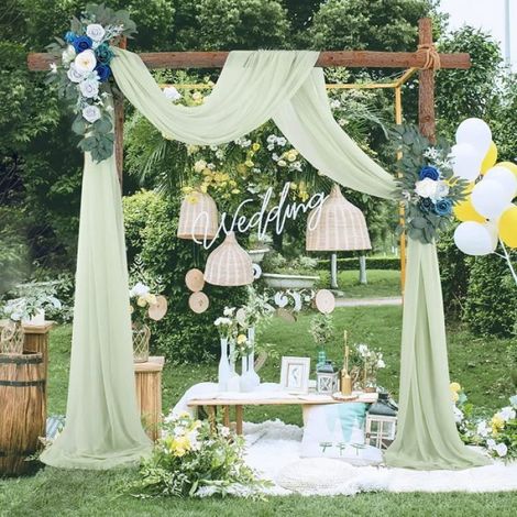 Voilage Drapé - 70 x 550 cm - Vert - Tulle Synthétique - Pour Décoration Mariage (1/4)