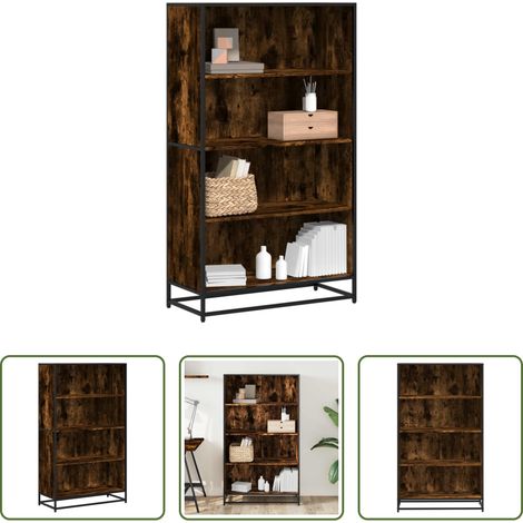 Rangement de livres -  Bibliothèque chêne fumé 80,5x35x139 cm bois d'ingénierie (1/5)