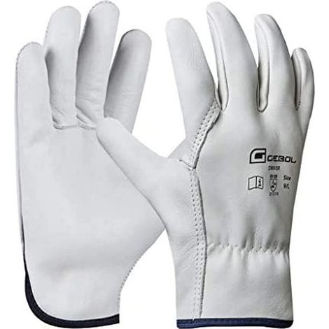 Gebol Driver  Guanti da lavoro in pelle ad alta resistenza  Guanti in pelle da uomo  Taglia XXL (Gr 11)  Bianco  1 paio (1/5)