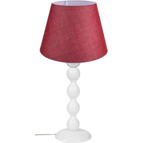 Lampada da tavolo base bianca e paralume tessuto colore rosso LAGUNAH372865 (1/5)