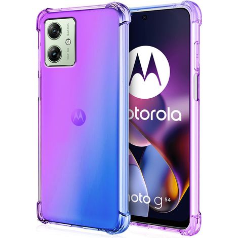 Funda protectora anticaídas con efecto degradado para Motorola Moto G54 5G, color morado/azul. (1/5)