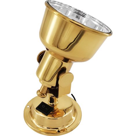 Marine LED Gold Bulkhead Reading Lamp with Swivel Switch, Brass, 5W, Marine Yacht Accessories - 989 - Bulkhead Reading Lamp (1/3)