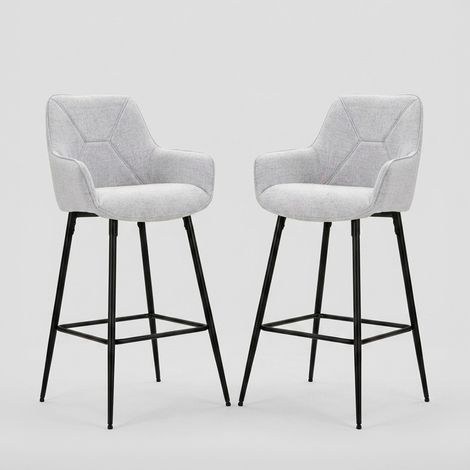 Lot de 2 tabourets de bar gris 55 x 55x109 (1/5)