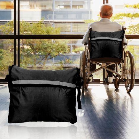 Sac de Transport pour Fauteuil Roulant, Poche de Stockage Imperméable Amovible, Noir