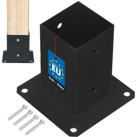 Support Poteau Bois - Acier Revêtu par Poudre - 80 x 80 mm - Noir - Pied de Poteau - Fixation Robuste - Résistant à la Corrosion-NANOTEH (1/5)