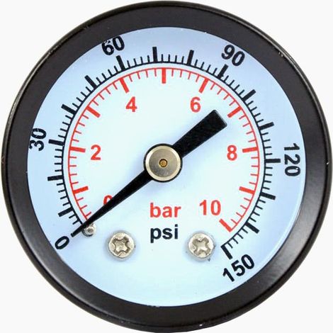 Manometer-Druckuhr bis 10 bar, 1/4 Zoll, 40 mm für Pneumatik