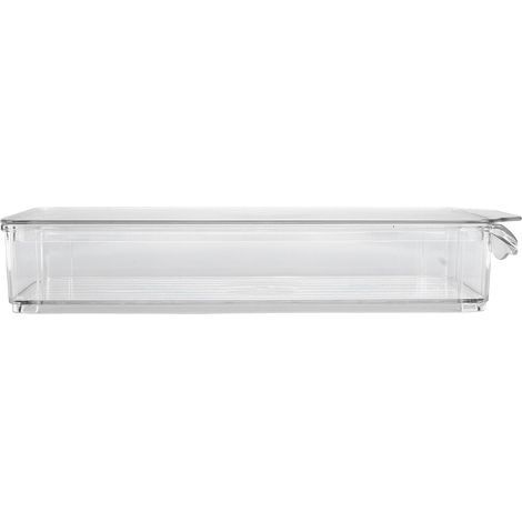 Transparente Aufbewahrungsbox aus lebensmittelechtem Kunststoff mit großem Fassungsvermögen. Multifunktionale, tragbare und robuste Vorratsbox aus schmalem, kurzem Material mit Deckel. (1/5)