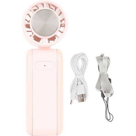 5-Speed Rechargeable Portable Fan with Semiconductor Cooling - Pink (1/5)