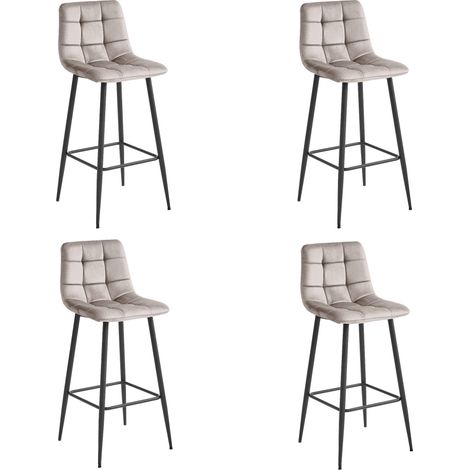 Tabouret Arceto - velours beige foncé / pieds noirs x 4 (1/4)