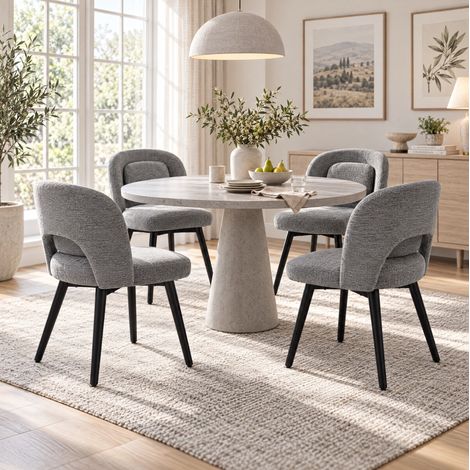 Set 2 sedie da pranzo grigie girevoli 360° 46x46x77,5 cm FloraGrace (1/5)