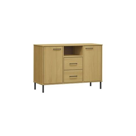 Buffet avec pieds en métal Marron 113x40x77 Bois massif OSLO (1/5)