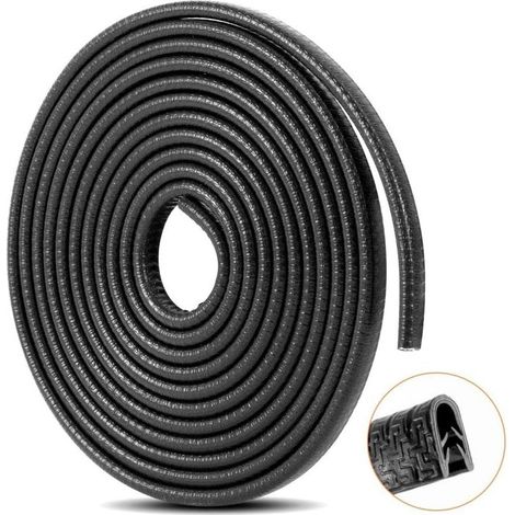 Guarnizione flessibile in gomma per porte – Protezione del bordo della porta – Profilo a U nero – Lunghezza 5 m – Resistente agli urti e al calore (1/4)