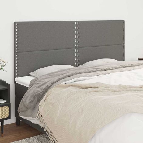 Tête de lit 180 cm rembourrée en tissu gris foncé, hauteur réglable, pieds en bois - PANGIVO (1/5)