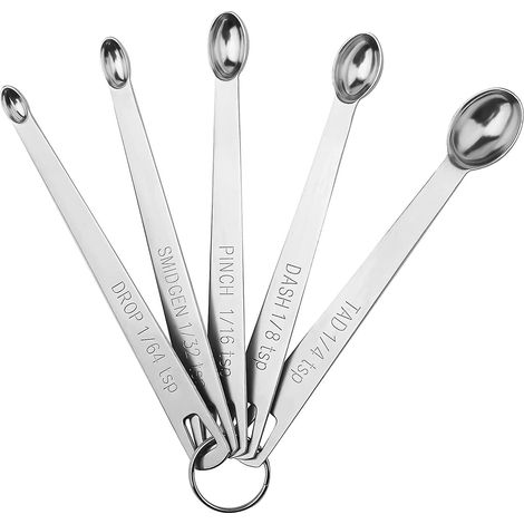 5 mini cuillères doseuses avec 1 anneau, 1/64, 1/32, 1/16, 1/8, 1/4 (1/4)
