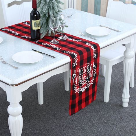 Nappe De Table De Noël - Tissu Tricoté En Lin - 180 x 31 cm - Pour Décoration Intérieure Festive - 1 Pièce