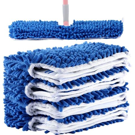 Lot de 4 recharges pour balai à franges en microfibre, compatibles avec le balai à franges double action O-Cedar, têtes de balai de rechange pour usage sec/humide, lavables en machine. (1/5)