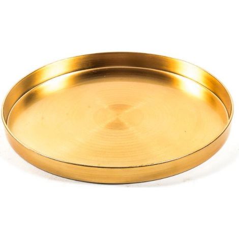 Vassoio decorativo tondo in plastica color oro decorazioni natalizie (1/2)