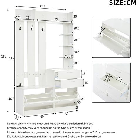 Kleiderschrank aus MDF in Weiß 110 x 34 x 185 cm HOMAIRE (1/5)