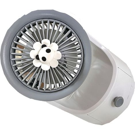 Mini ventilateur de bureau avec tiroir pratique, design mignon, chargement USB, portable, pour la maison, le dortoir, le bureau ou la chambre (gris). (1/2)