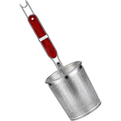 Passoire en fil d'acier inoxydable, manche en bambou (écumoire, passoire à pâtes) (1/5)