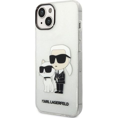 Karl Lagerfeld IML Glitter NFT Karl & Choupette - iPhone 14 Plus Hülle (Transparent) (1/5)